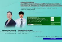 นักวิจัยภาควิชาคณิตศาสตร์ คณะวิทยาศาสตร์ มมส ศึกษาตัวประมาณไม่เอนเอียงโดยการใช้สารสนเทศของตัวแปรช่วยสำหรับค่าเฉลี่ยประชากรจำกัด ภายใต้การเลือกตัวอย่างแบบสองเฟส