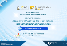 ภาควิชาคณิตศาสตร์ คณะวิทยาศาสตร์ มมส. จัดโครงการพัฒนาศักยภาพนิสิต “เหลียวหลังแลหน้า” เสริมแรงบันดาลใจสู่เส้นทางอนาคต